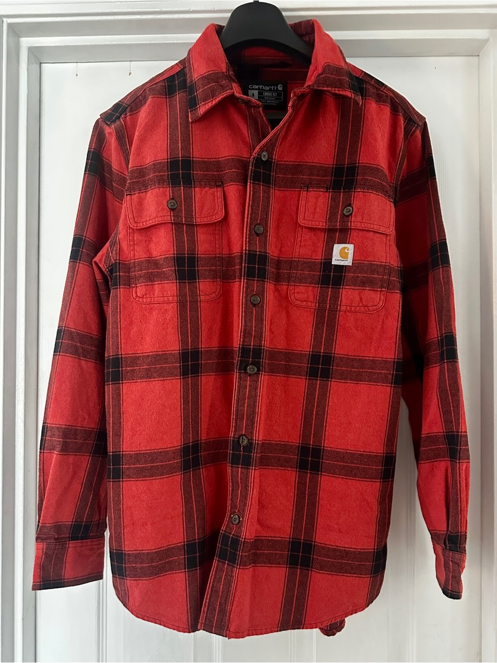 Carhartt Red and Black Plaid Button-Up Work Shirt